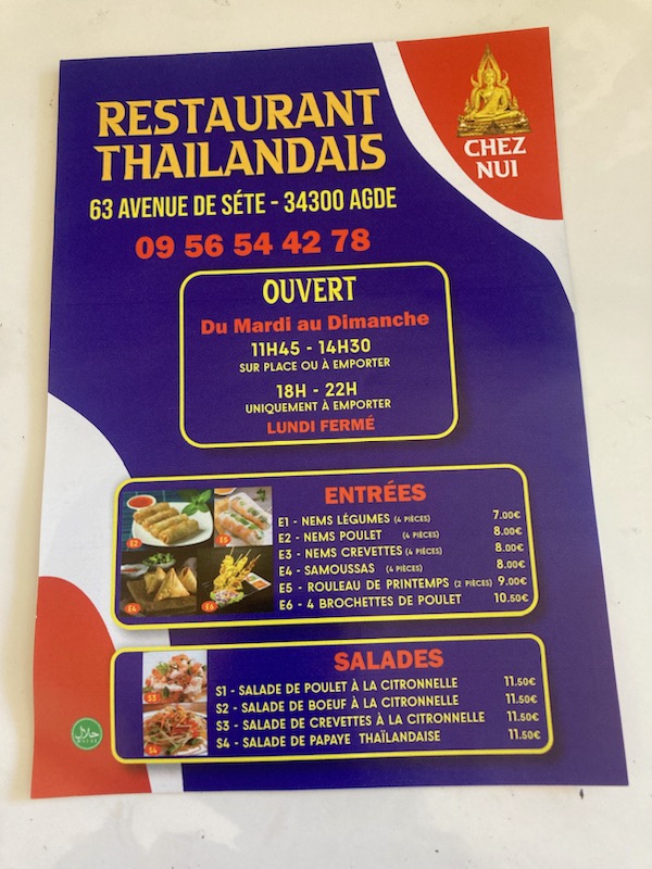 Chez Nui – Restaurant Thaïlandais à Agde – Entrées et Salades